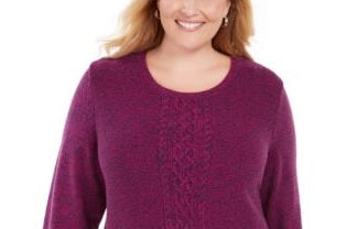 Karen Scott Suéter Plus Size Feminino em Tricô com Painel Fúcsia Marmoreado Tamanho 0X