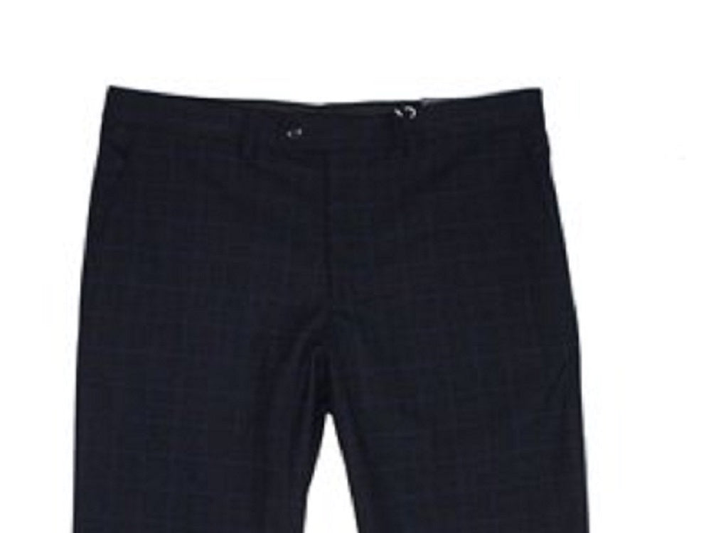 Calça masculina Vince Camuto com perna reta elástica xadrez slim fit preta tamanho 34x30