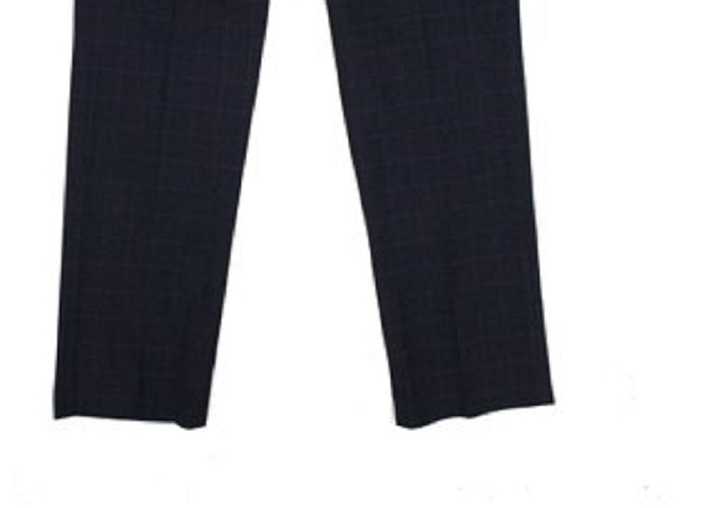 Calça masculina Vince Camuto com perna reta elástica xadrez slim fit preta tamanho 34x30