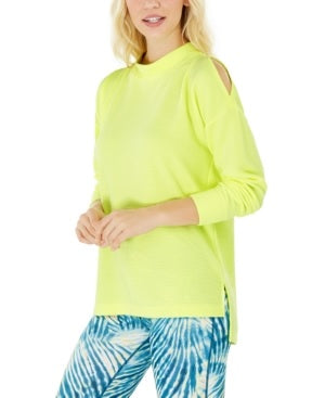 Ideology Women's Cold Shoulder Vented Top Yellow  Size Medium