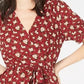 Vestido envelope falso estampado Monteau feminino, roxo, floral, tamanho extragrande