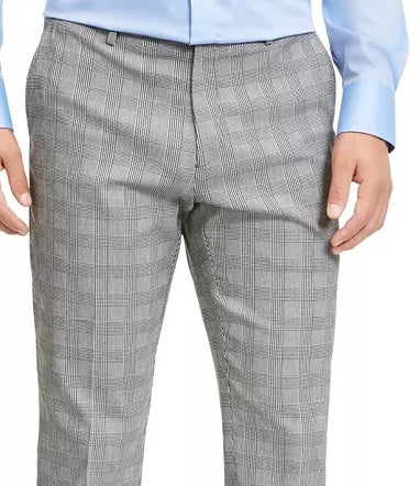 Calça social masculina Tommy Hilfiger xadrez Th Flex Stretch Modern Fit, branca, tamanho 38x30