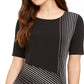 Blusa feminina Alfani com estampa assimétrica e bainha preta, tamanho médio