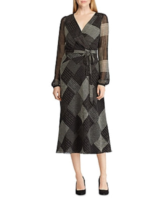 Vestido de manga comprida Franny feminino Ralph Lauren, preto, tamanho 14