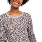 Blusa camuflada feminina Ultra Flirt, manga comprida, gola redonda, cinza, tamanho X-S