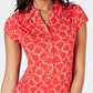 Camisa polo feminina com estampa de corrente Charter Club vermelha tamanho PXL