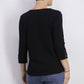 Camiseta feminina Karen Scott de algodão com cadarço, preta, tamanho médio