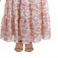 Saia longa com babados florais Ralph Lauren feminina, branca, tamanho 14