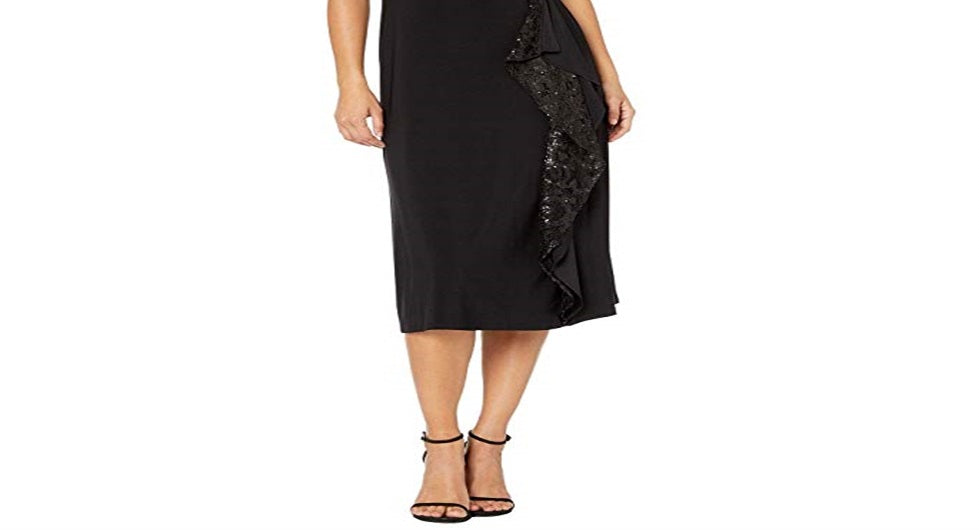 Vestido de malha com acabamento em renda Ralph Lauren feminino, preto, tamanho 6, pequeno