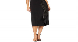 Vestido de malha com acabamento em renda Ralph Lauren feminino, preto, tamanho 6, pequeno