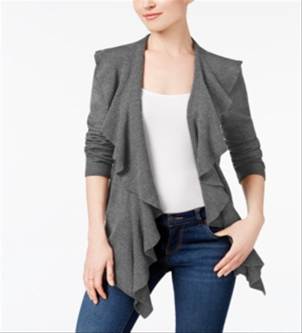 Karen Scott Cardigan Feminino com Babados Frontais Preto Tamanho P