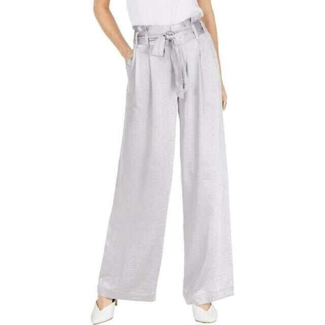 Calça feminina larga INC International Concepts, tamanho 4, prata