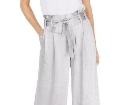 Calça feminina larga INC International Concepts, tamanho 4, prata