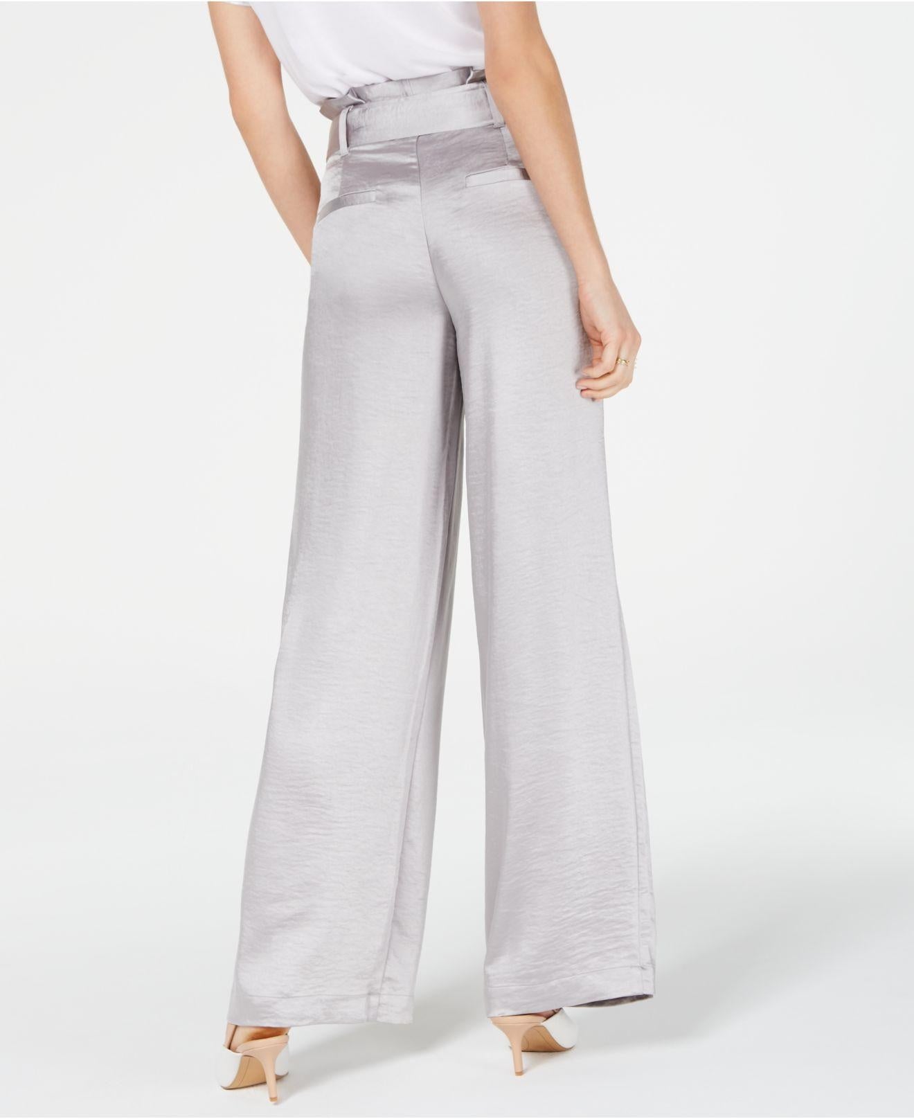 Calça feminina larga INC International Concepts, tamanho 4, prata