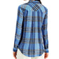 Camisa xadrez feminina com lantejoulas Style &amp; Co, azul/prateada, tamanho PP