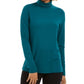 Blusa feminina Charter Club com gola alta canelada mesclada, verde, tamanho XX-G