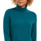 Blusa feminina Charter Club com gola alta canelada mesclada, verde, tamanho XX-G
