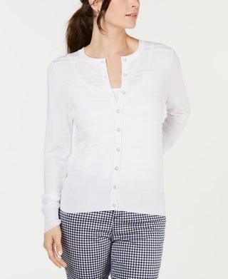 Cardigan texturizado feminino Charter Club, branco, tamanho extragrande