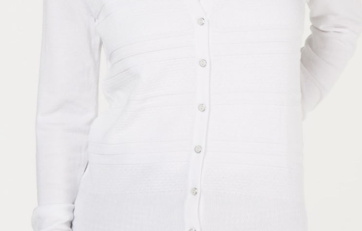 Cardigan texturizado feminino Charter Club, branco, tamanho extragrande
