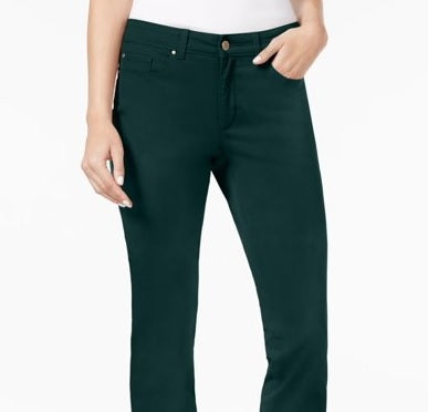 Calça jeans feminina Lexington reta, verde, tamanho 14 S, da Charter Club
