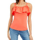 Blusa feminina com babados e ombros de fora, da INC International Concepts, tamanho laranja, médio