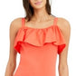 Blusa feminina com babados e ombros de fora, da INC International Concepts, tamanho laranja, médio