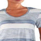 Camiseta feminina Karen Kane com listras laterais e nó lateral, azul, tamanho M