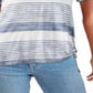 Camiseta feminina Karen Kane com listras laterais e nó lateral, azul, tamanho M