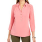 Camisa polo feminina Charter Club manga 3/4 rosa tamanho PXL