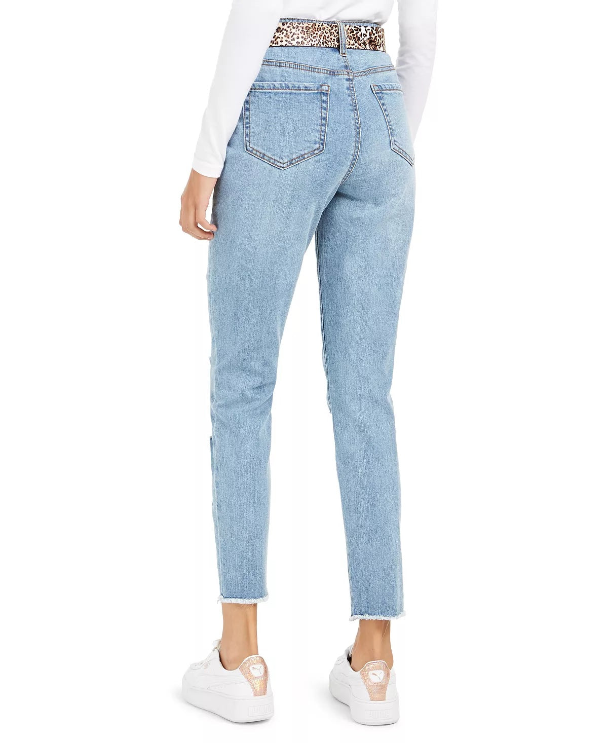 Calça jeans skinny rasgada com cinto azul da Dollhouse Junior, tamanho 15