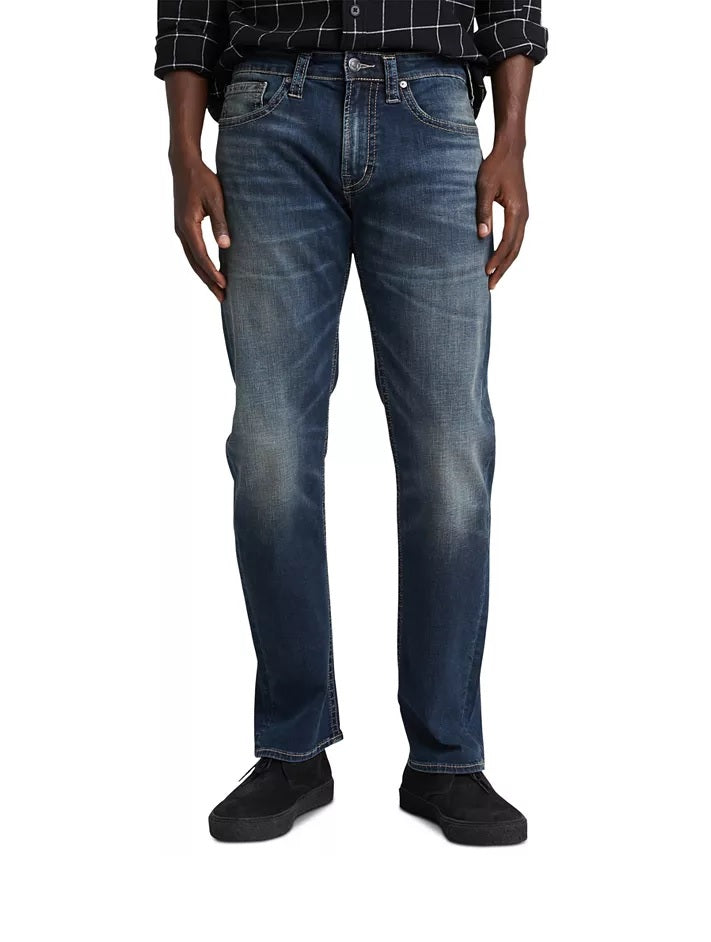 Calça jeans masculina Eddie Relaxed Tapered Fit Stretch, da Silver Jeans Co., azul, tamanho 32x34