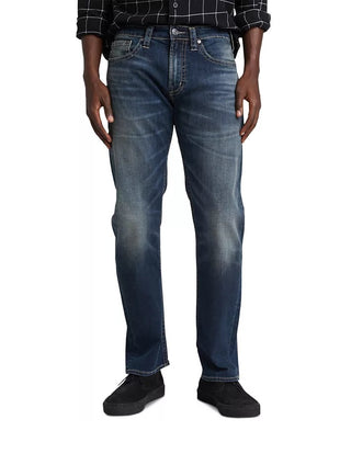 Calça jeans masculina Eddie Relaxed Tapered Fit Stretch, da Silver Jeans Co., azul, tamanho 32x34