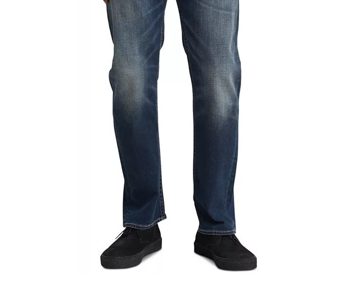 Calça jeans masculina Eddie Relaxed Tapered Fit Stretch, da Silver Jeans Co., azul, tamanho 32x34