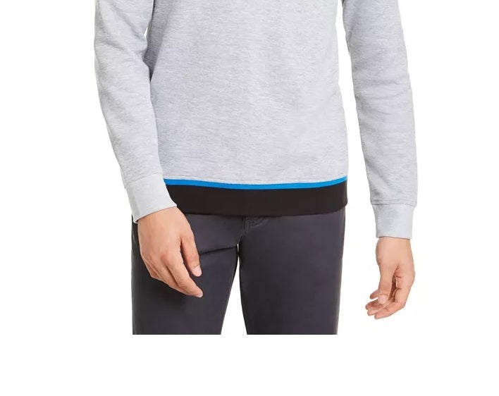 Moletom masculino Alfani com bolso mesclado e gola redonda, cinza, tamanho pequeno