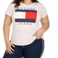 Camiseta Tommy Hilfiger Plus Cotton Logo Feminina Branca Tamanho 0X