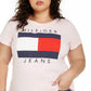 Camiseta Tommy Hilfiger Plus Cotton Logo Feminina Branca Tamanho 0X