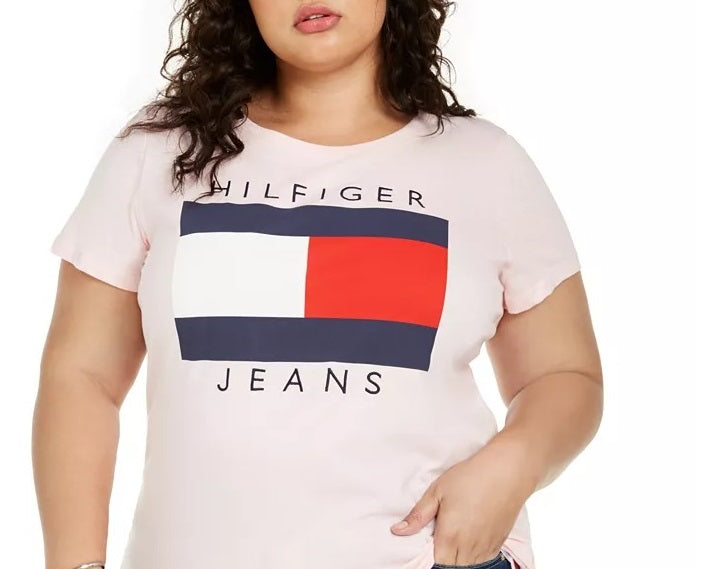 Camiseta Tommy Hilfiger Plus Cotton Logo Feminina Branca Tamanho 0X