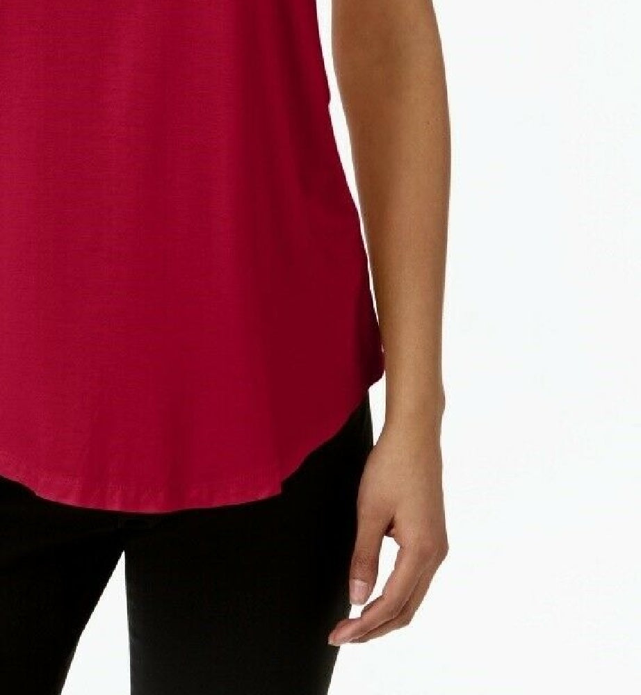 JM Collection Regata feminina com decote redondo, vermelha, tamanho X-S
