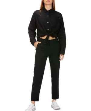 Camisa Hurley Junior's Cotton Tie Front Preta Tamanho X-S