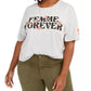 Camiseta feminina Love Tribe Plus Femme Forever Cropped Cinza Tamanho 1X