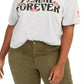 Camiseta feminina Love Tribe Plus Femme Forever Cropped Cinza Tamanho 1X