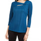 Blusa feminina Alfani estampada assimétrica azul tamanho X-G