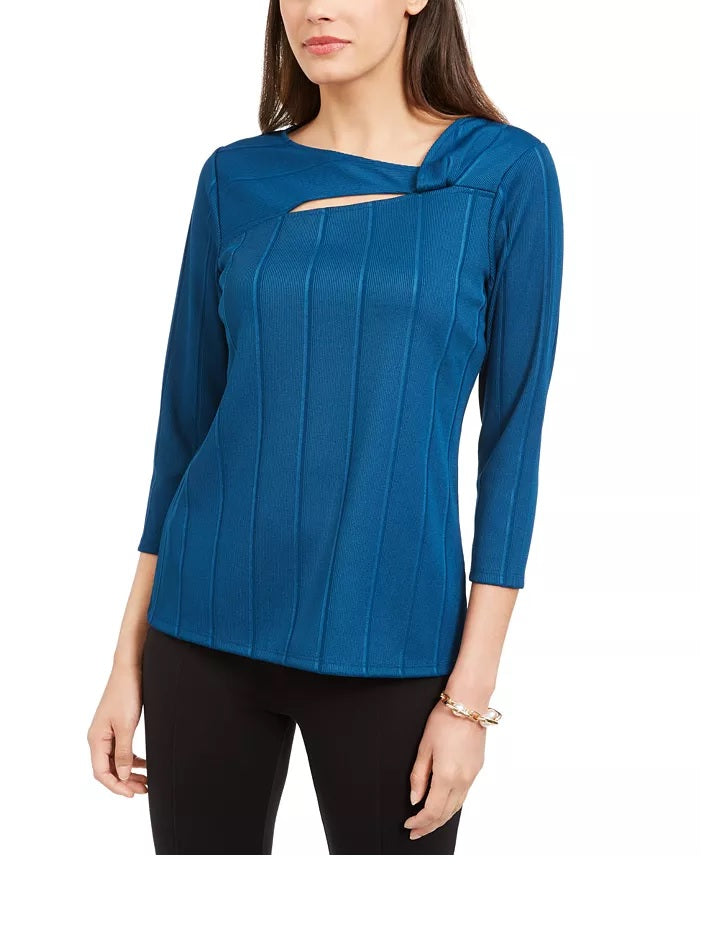 Blusa feminina Alfani estampada assimétrica azul tamanho X-G