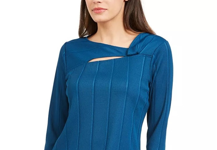 Blusa feminina Alfani estampada assimétrica azul tamanho X-G