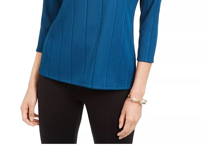 Blusa feminina Alfani estampada assimétrica azul tamanho X-G