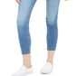Calça jeans skinny feminina rosa celebridade, cintura alta, azul, tamanho 7