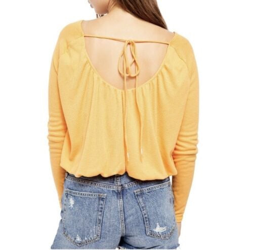 Blusa térmica feminina Bondi da Free People, amarela, tamanho grande