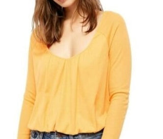 Blusa térmica feminina Bondi da Free People, amarela, tamanho grande