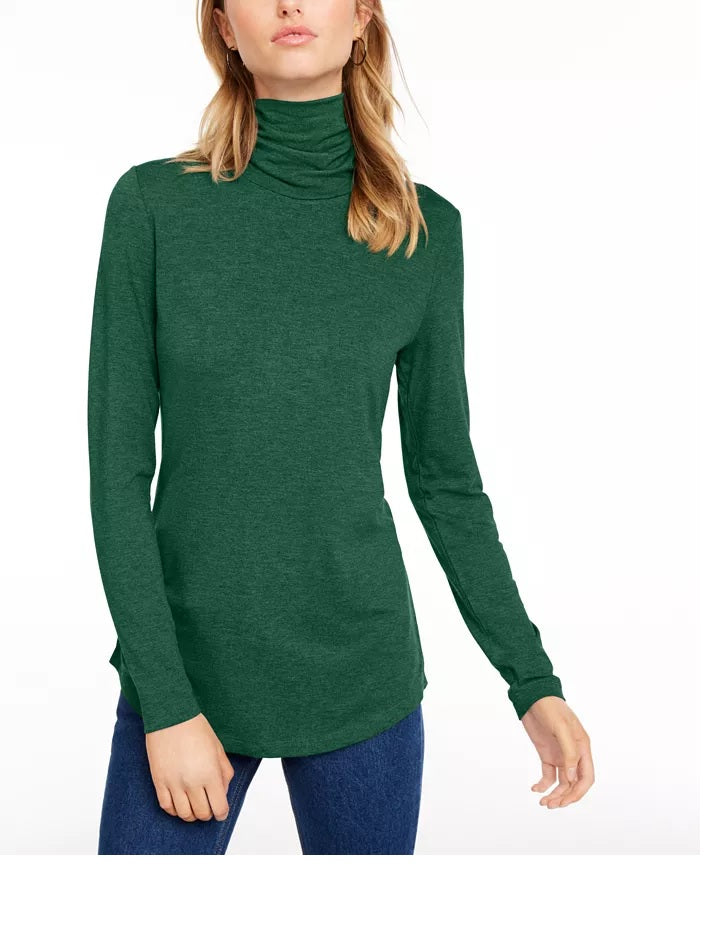 Blusa de gola alta feminina Maison Jules, verde, tamanho grande