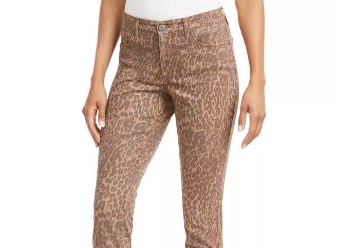 Calça jeans skinny estampada feminina Style &amp; Co Curvy Fit, bege, tamanho 12